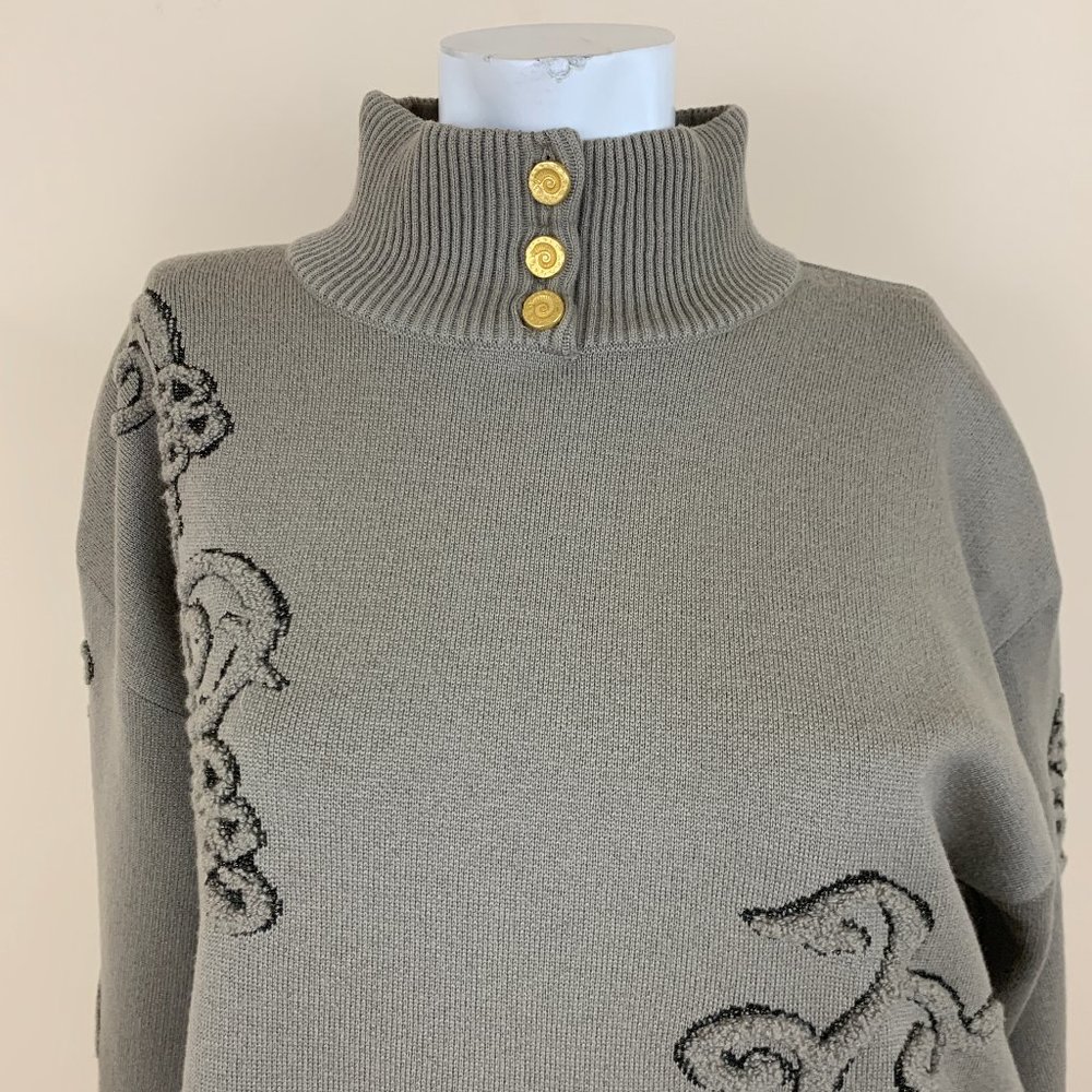 Escada Wool Taupe Textured Patterned Sweater - image 2